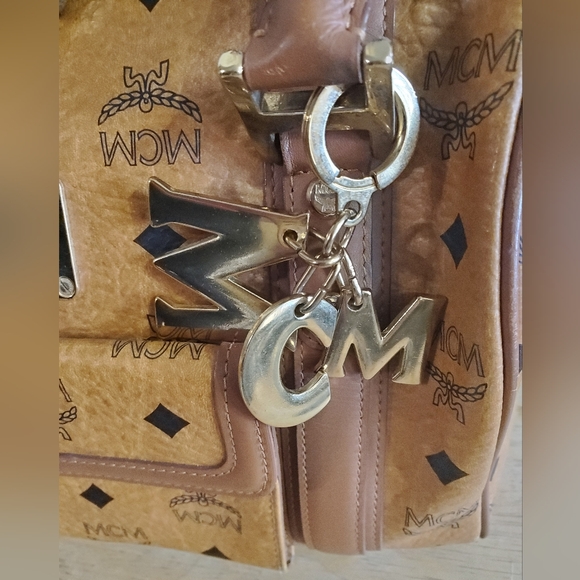 MCM Visetos Satchel in Cognac w/MCM Charm - Picture 5 of 17
